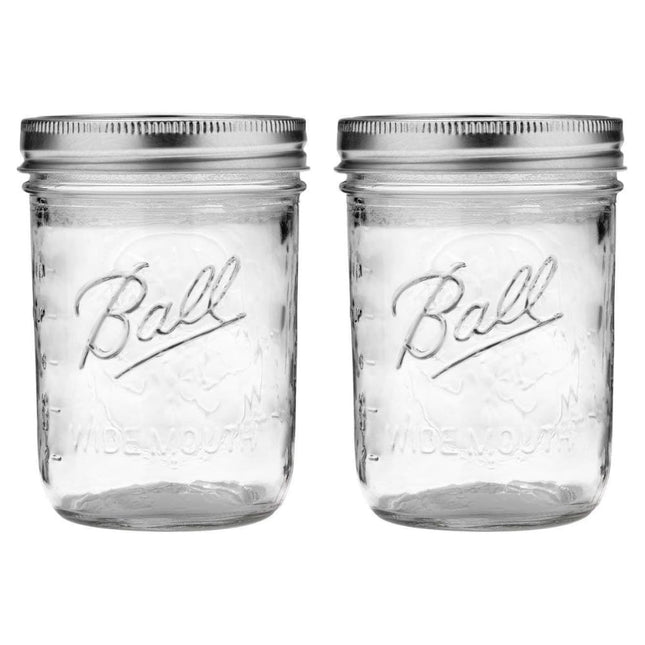 Ball Wide Mouth Pint Mason Jars with Lids & Bands | 16-oz | 2-Pack