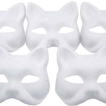 GUGELIVES 5 Pack Fox Mask DIY Paintable Cosplay Accessories Mask