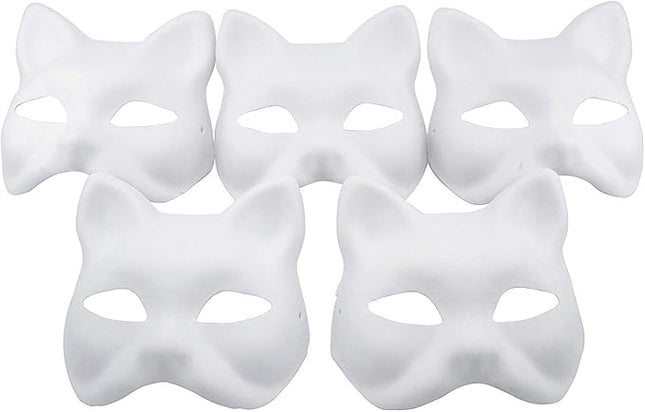 GUGELIVES 5 Pack Fox Mask DIY Paintable Cosplay Accessories Mask