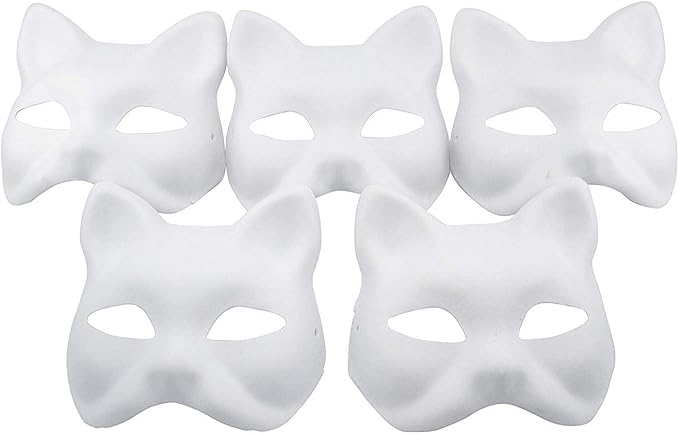 GUGELIVES 5 Pack Fox Mask DIY Paintable Cosplay Accessories Mask