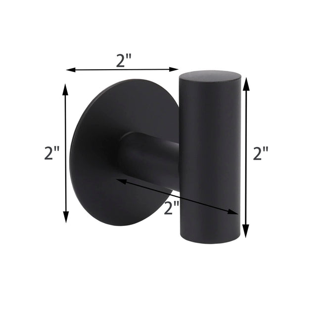 TocTen 5-PACK 304 Stainless Steel Strong Self Adhesive Bath Towel/Robe Hook, No Drilling, Matte Black