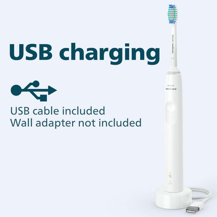 Philips Sonicare 3100 Rechargeable Electric Toothbrush with Pressure Sensor, White HX3681/03