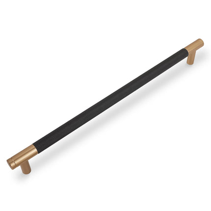 BUKOBYHE 6 Pack 11-5/16 inch（288mm） Kitchen Cabinet Handles Black and Champagne Bronze Knurled Cabinet Pulls Black Drawer Pulls Kitchen Hardware