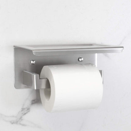 kimzcn Paper Holder with Phone Shelf, Bathroom Accessories SUS 304 Stainless Steel Tissue Roll Dispenser Storage Wall Mounted, Brushed Finish