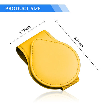 SSNNUU 1PC Magnetic PU Leather Universal Sunglasses/Glasses Holder for Car Visor, Yellow