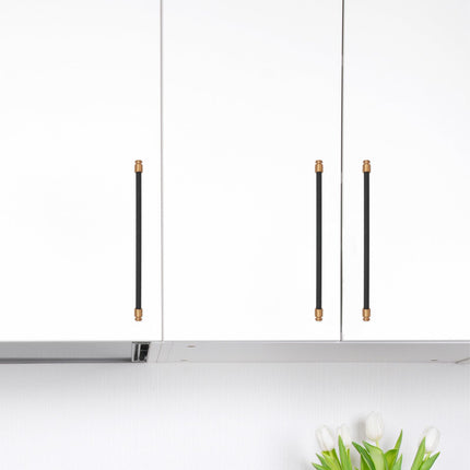 BUKOBYHE 6 Pack 12-5/8 Inch（320mm） Kitchen Cabinet Handles Black and Champagne Bronze Knurled Cabinet Pulls Black Drawer Pulls Kitchen Hardware