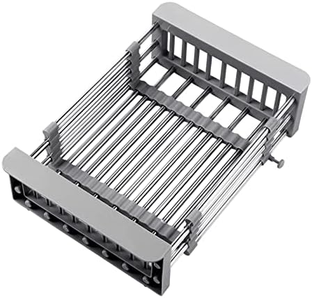 Sink Dish Drying Rack, Expandable Over The Sink Dish Rack, Rustproof Stainless Steel for Kitchen, Dish Drain Rack for Drying Dishes Fruit, Suitable for 12.5" to 17.5" Square Sink
