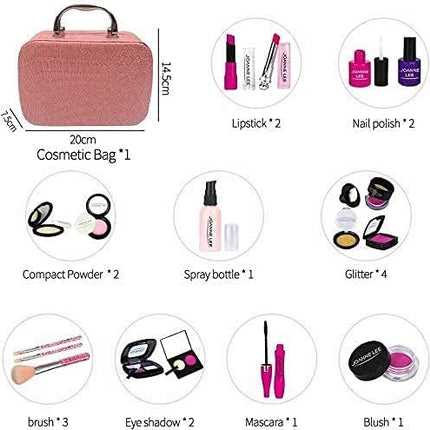 Aomola Kids Pretend Makeup Toys for Girls Pretend Play Makeup Kit with Cosmetics Bag Organizer T112