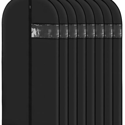 WeLiu 8-Pack, 43 Inch PEVA Garment Bags for Hanging Clothes - Reusable Black Suit Bags with Clear Window for Closet Storage & Travel