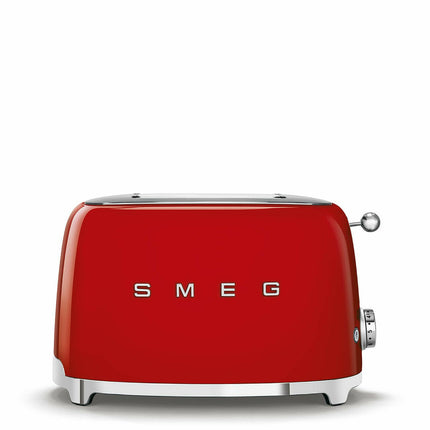 Smeg 50's Retro Style 2-Slice Toaster, 6 Browning Levels, Toast 1 Side, Reheat or Defrost, Removable Stainless Steel Crumb Tray, Red, TSF01RDUS
