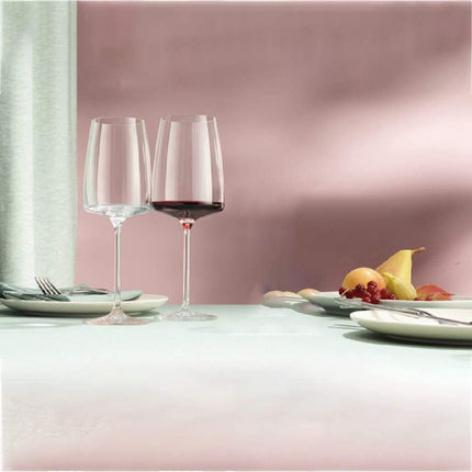 Habiba SET OF 2 Exquisite Crystal Clear Hand Blown Premium Red Wine Glasses Goblet