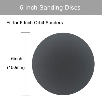 Rvetol 50 Pcs Wet Dry 6 INCH Sanding Discs Hook and Loop, 320 Grit Sandpaper Automotive Wood Metal Polishing & Sanding, Silicon Carbide Sand Paper for Random Orbital Sander (Grit 320)
