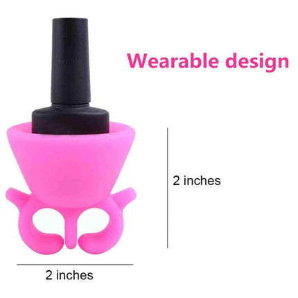 TCBWFY 2 Pack Ring Wearable Anti-Spill Nail Polish Bottle Holder Soft Flexible Silicone, RED & TEAL