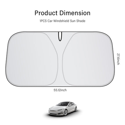 Car Windshield Sun Shade - Thickened Titanium Silver Car Windshield Cover Sun Shade for Sun & Heat Protection - Summer Car Essentials Sunshade for Car Windshield (M: 55.12 * 27.6 inch)