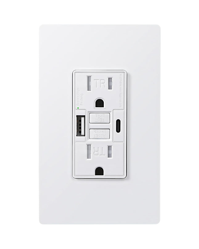 DEWENWILS 15A GFCI Outlet with USB Ports 4.8A/24W, 30S Self-Test GFCI Electrical Outlet with Indicator Light, Tamper-Resistant Receptacle, Screwless Wall Plate, Clamping Plate, HGFB15J