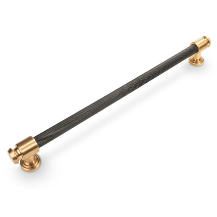 BUKOBYHE 6 Pack 12-5/8 Inch（320mm） Kitchen Cabinet Handles Black and Champagne Bronze Knurled Cabinet Pulls Black Drawer Pulls Kitchen Hardware