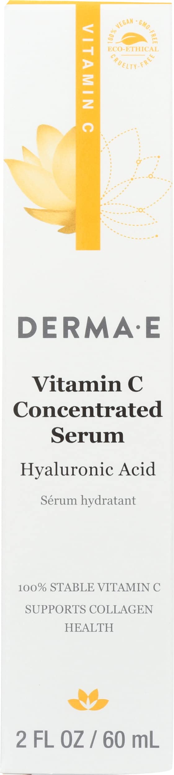 DERMA-E Vitamin C Concentrated Serum With Hyaluronic Acid, Cruelty Free, 60ml (Pack of 1)