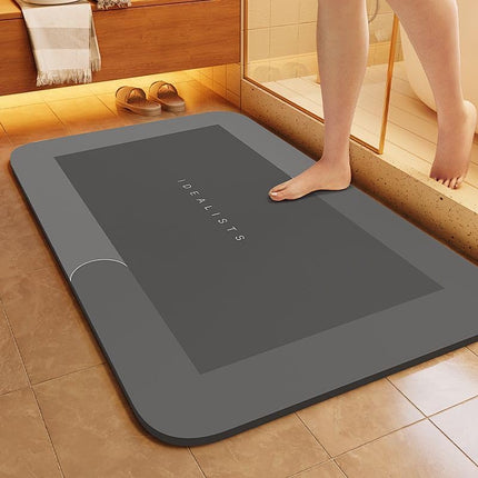 IDEALISTS Ultra Absorbent Non-Slip Quick Dry Washable Bathroom/Kitchen Mat, Dark Grey Multi