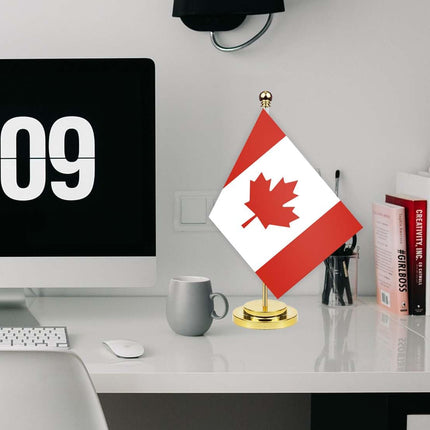 Canada Desk Flag,12 inch Tall Small Canadian Outdoor Banner,Tiny Printing Decor For Office Home Table