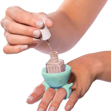 TCBWFY 2 Pack Ring Wearable Anti-Spill Nail Polish Bottle Holder Soft Flexible Silicone, TEAL
