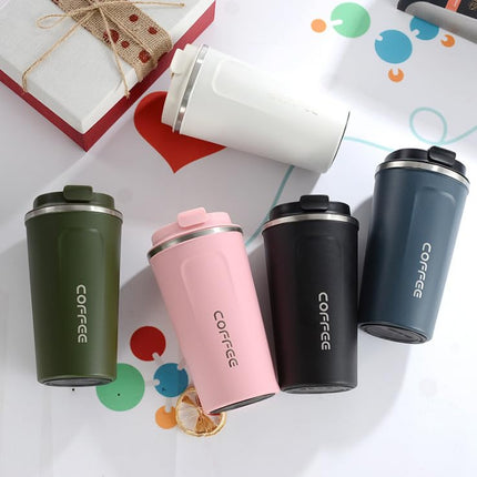 Stainless Steel Insulated Coffee Tumbler - 500ml, Leakproof, Wide Mouth, Anti-Slip, BPA-Free - Perfect for Office, Travel, and Outdoors (White)