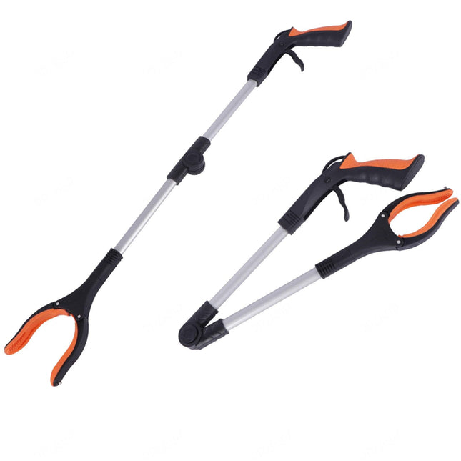 1 Pack Grabber Reacher Tool, 32 Inch Extra Long Foldable Pick Up Stick with Strong Grip Magnetic, Lightweight Trash Picker Claw Reacher Grabber Tool Elderly Reaching,Orange
