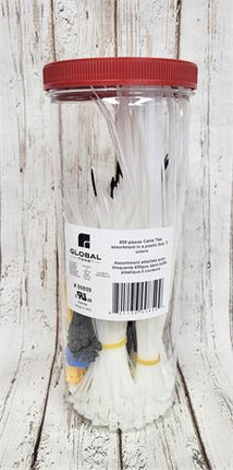 GLOBALTONE 650 pcs Self-Locking Cable Ties Assortment