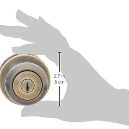Amazon Basics Exterior Door Knob With Lock, Coastal, Antique Brass