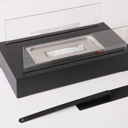 WJC Shop Fire Desire's Cubic bio Ethanol Fireplace, Table Top, Tempered Glass, Indoor Outdoor, Indoor/Outdoor Portable Smokeless Firepit, Black