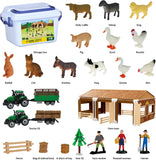 94pcs Plastic Farm Animals Figurines and Fence Farm Playset, 2 Farm Tractors with Farm Figures, Farmer Vehicle Toy Truck with Trailer for 3-12 Years Old Kids Boys Girls Toddlers