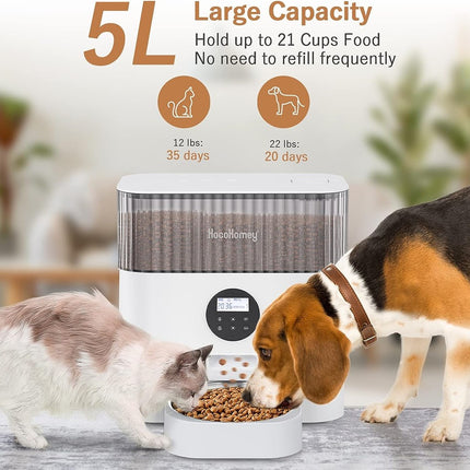 XHOUND 5L Automatic Pet Smart Timed Dry Food Feeder for Small & Medium Pets