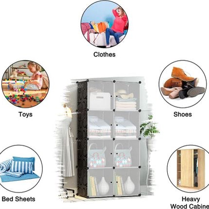 JOMFIN 32-64 Pairs Shoes Storage Cabinet with Doors, Black