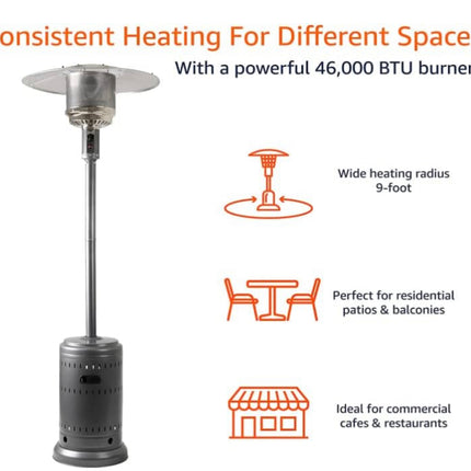 Amazon Basics Slate Gray Commercial Patio Heater, Gray