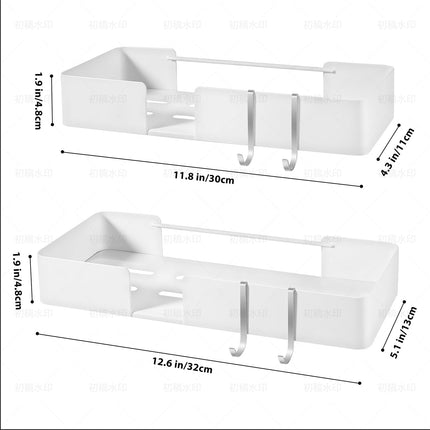 ABCOOL SET OF 2 No Drill Wall Mounted Adhesive Shower Caddy Floating Shelves for Kitchen Living Room Bedroom, WHITE