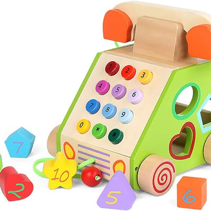 Wooden Artificial Telephone Child Early Childhood Education Puzzle Baby Shape Digital Cognitive Toy T122