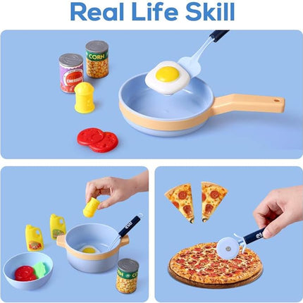 Veluoess 28PCS Kids Kitchen Pretend Cooking Play Toys,Role Play Game Cookware Pot and Pan Toy Set,Cooking Utensils Accessories Toys T31