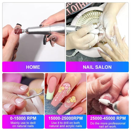 YIYAO 45000RPM Rechargeable Electric Nail Drill Manicure Machine
