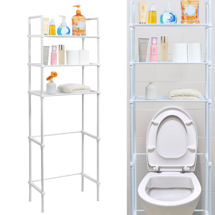 HSHGZSR Over The Toilet Storage Shelf Space Saving 3 Tier Freestanding Toilet Storage Rack Storage Cabinet Toilet Shelf Organizer Multifunctional Above Toilet Stand for Home Bathroom Towel (White)