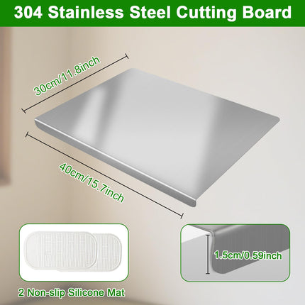TamBee Kitchen 304 Stainless Steel Cutting Board for Steel, 15.8 x 12", Heat Resistant, Dishwasher Safe