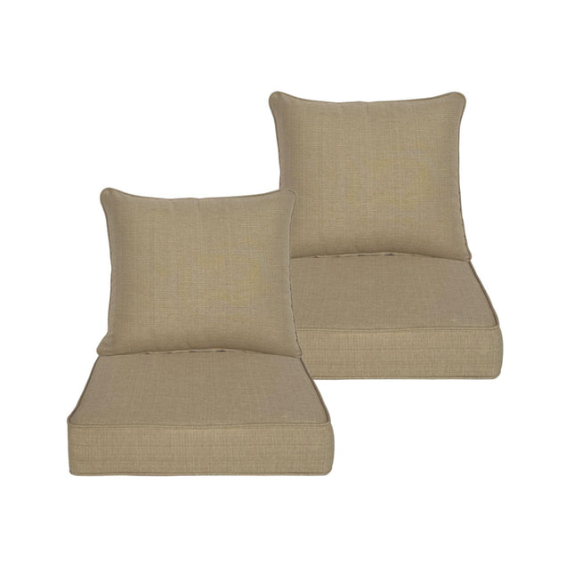 Localive 22x24 inch Outdoor/Indoor Deep Seat Patio Cushions Set of 2 Deep Seat Bottom Resilient Foam Filling with Zipper Water Repellent Abrasion-Resistant UV Resistant Weather Resistant Toffee