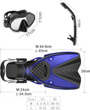 Snorkel Mask Set for Adults Diving Swimming Equipment with Flippers, Snorkelling Antifog Mask and Gear with Breathing Tube Fins for Men, Women