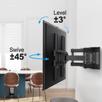 Pipishell PLMFK1 Full Motion TV Wall Mount for 26-74 inch TVs, up to 99lbs Max VESA 400x400mm, Wall Mount TV Bracket with Articulating Swivel Extension Tilting Leveling for LED LCD OLED 4K Flat Curved Screen