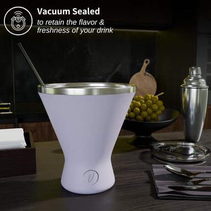 VAANSHIE Premium Vacuum Insulated Stainless Steel 10oz Martini/Cocktail Glass, Lilac