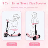Kids Scooter,Toddler Scooter for Kids 2-5 Years Old,Adjustable Height and Removable Seat,with 3 LED Wheel Outdoor Activities T110
