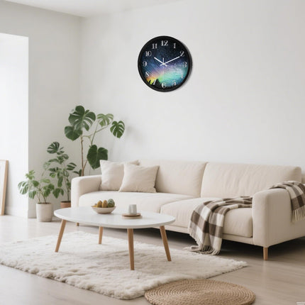 QWANPET Modern Wall Clock, 12Inch Round Wall Clocks, Quality Quartz Silent Non-Ticking Wall Clock, Decor Wall Clocks for Living Room Bedroom Kitchen Home, Black