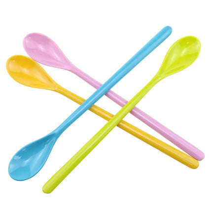 VAKTOK 4PCS Multiuse Colorful Plastic 16.26 inches Long Handle Mixing Spoons, PINK, RED, BLUE, GREEN