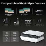 HAPPRUN Native 1080P Bluetooth Projector, Full HD Portable Outdoor Movie Projector with Built-in Speaker, Compatible with Smartphone, HDMI, USB, AV, Fire Stick, PS5 for Home, Bedroom, Outdoor Use