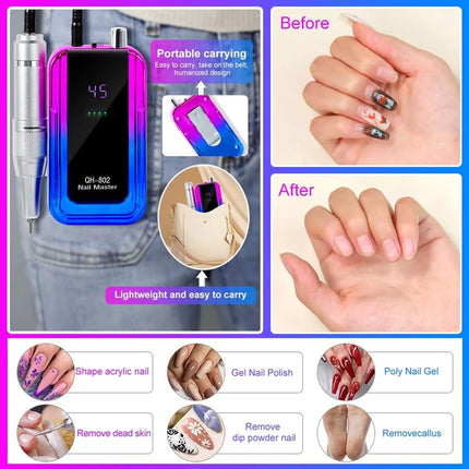 YIYAO 45000RPM Rechargeable Electric Nail Drill Manicure Machine