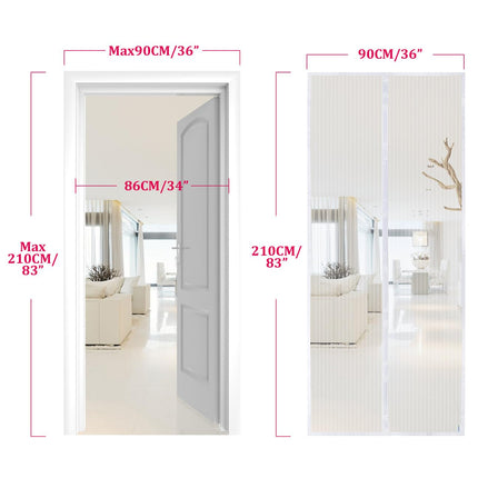 Apalus 36x83 inch Mesh Curtain Magnetic Screen Door, Magnetic Top-to-Bottom Seal Snaps Shuts Automatically, Keep Fresh Air in, WHITE BF003