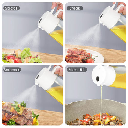 TINMIX Oil Sprayer for Cooking - 2 IN 1 Glass Oil Dispenser & Olive Oil Mister Sprayer Bottle for Kitchen Frying Grilling Salad BBQ, Large Capacity 500ml, White